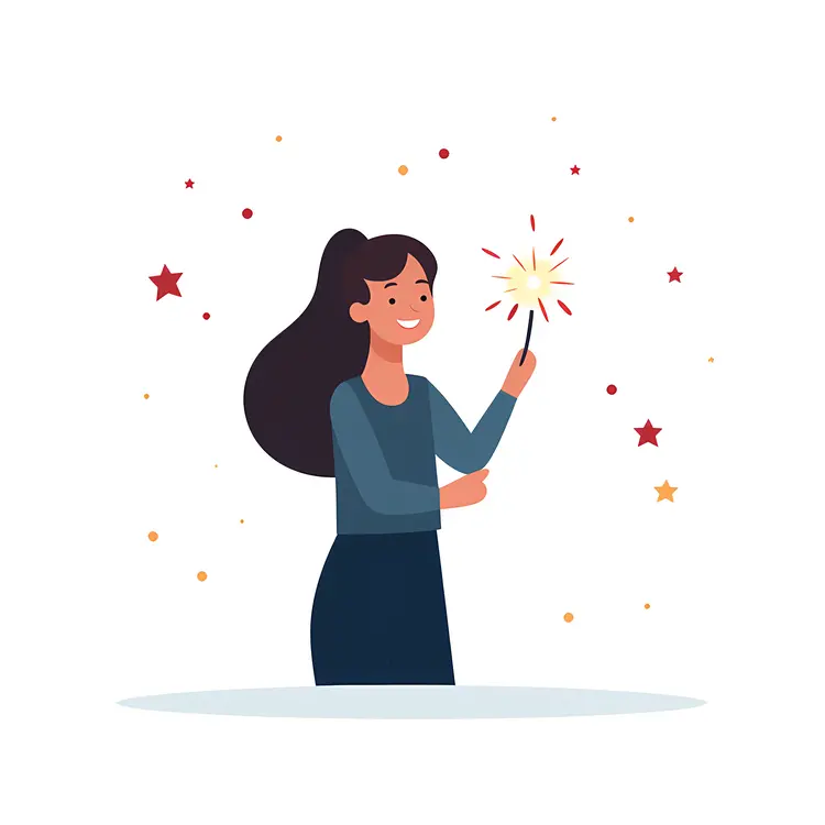 Woman Celebrating with a Sparkler
