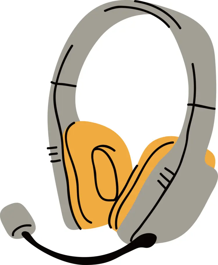 Gray Headset with Yellow Ear Cushions