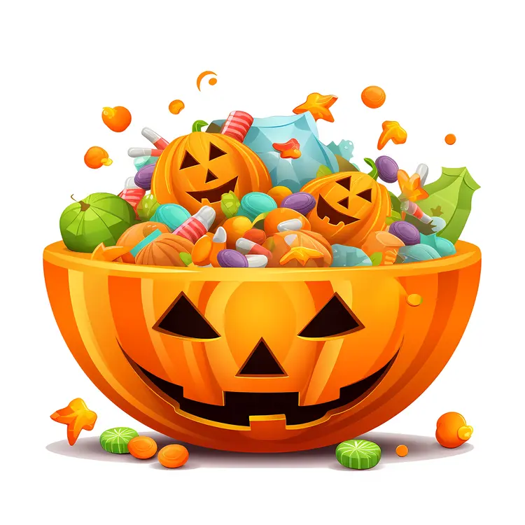 Jack-o'-lantern Filled with Halloween Candy