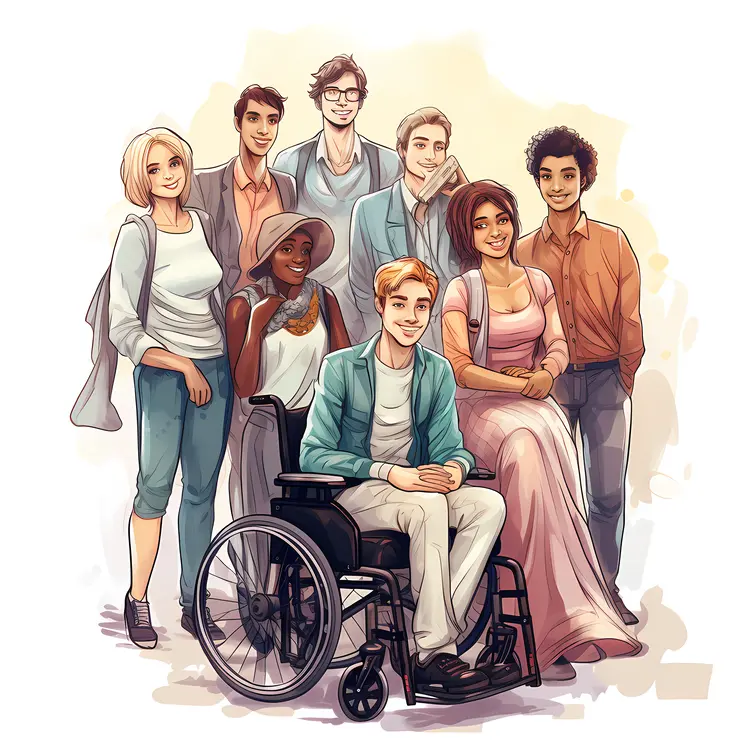 Supportive Community with Person in Wheelchair