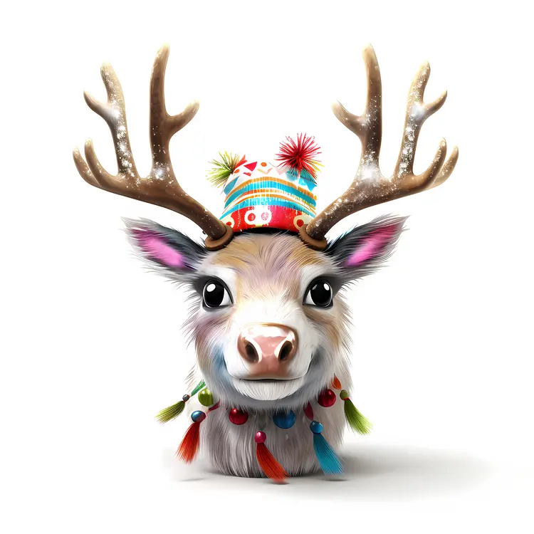 Reindeer with Festive Hat