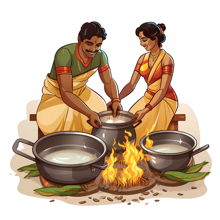 Traditional Couple Cooking Together