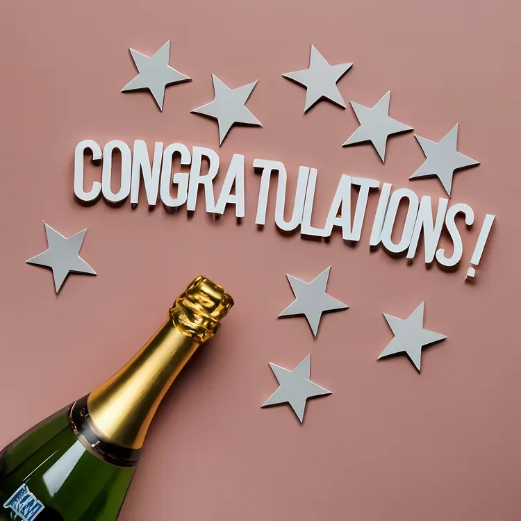 Congratulations with Stars and Champagne