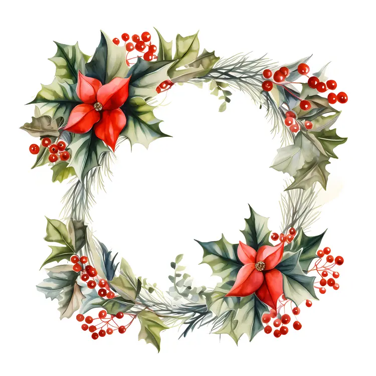 Beautiful Christmas Wreath with Holly and Berries