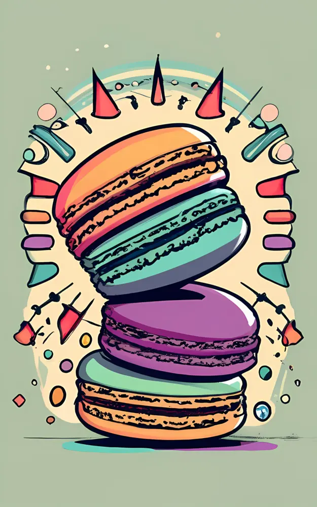 Colorful Macarons with Festive Decorations