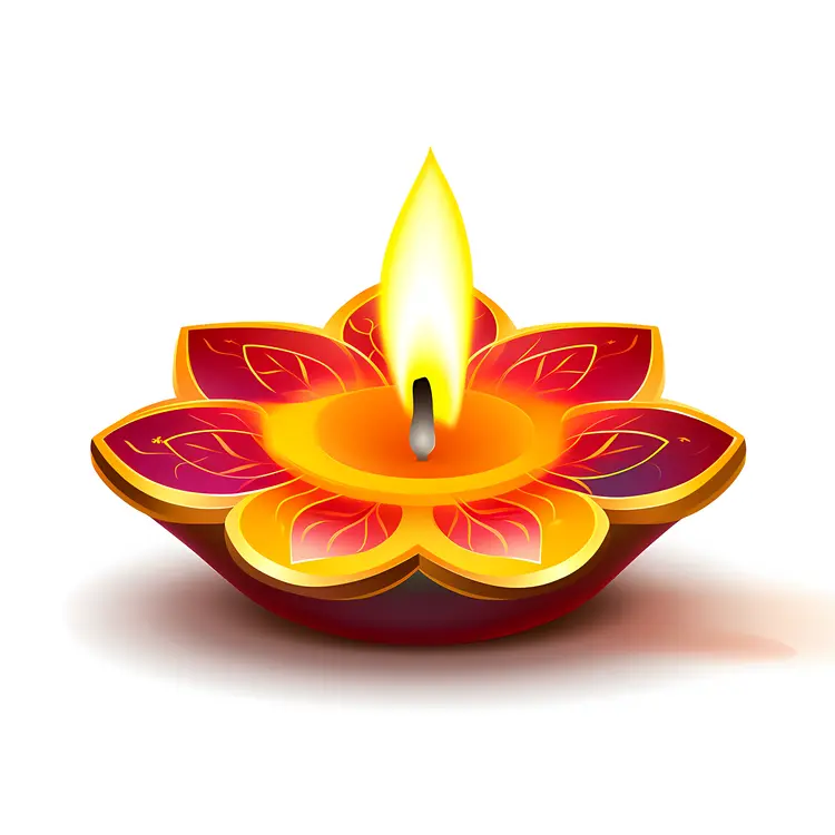 Decorative Candle with Bright Flame for Diwali