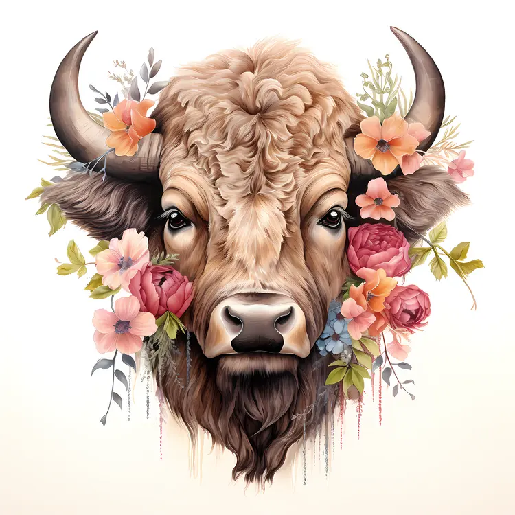 Bison with Floral Decoration