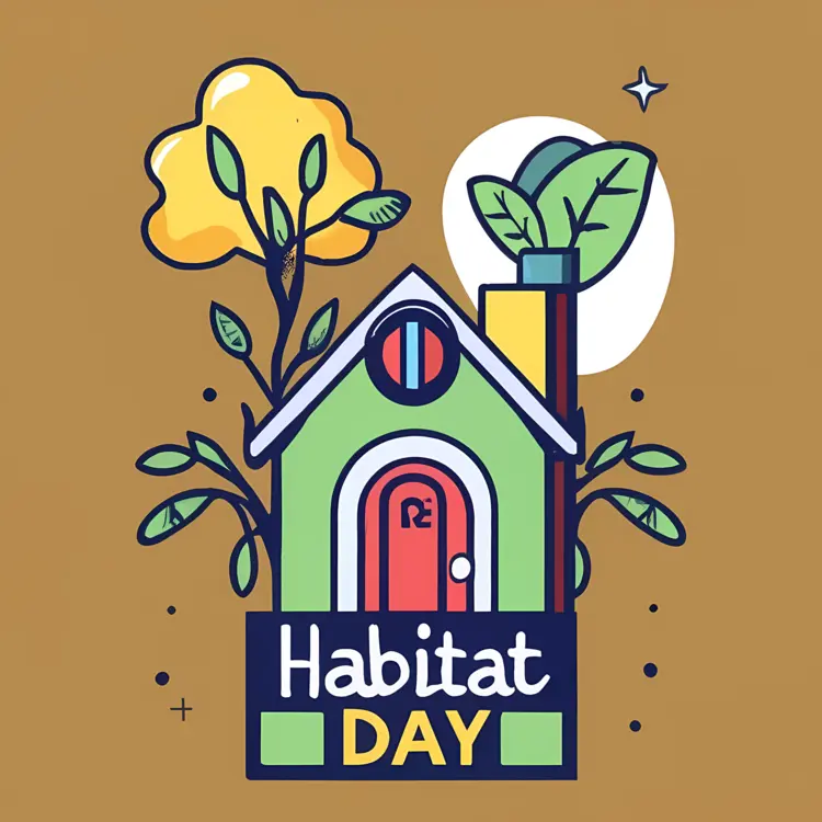 House with Tree and Leaves for Habitat Day