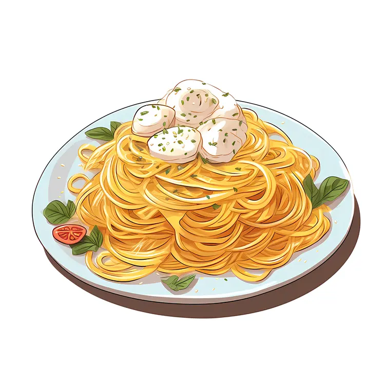 Delicious Spaghetti with Meatballs Illustration