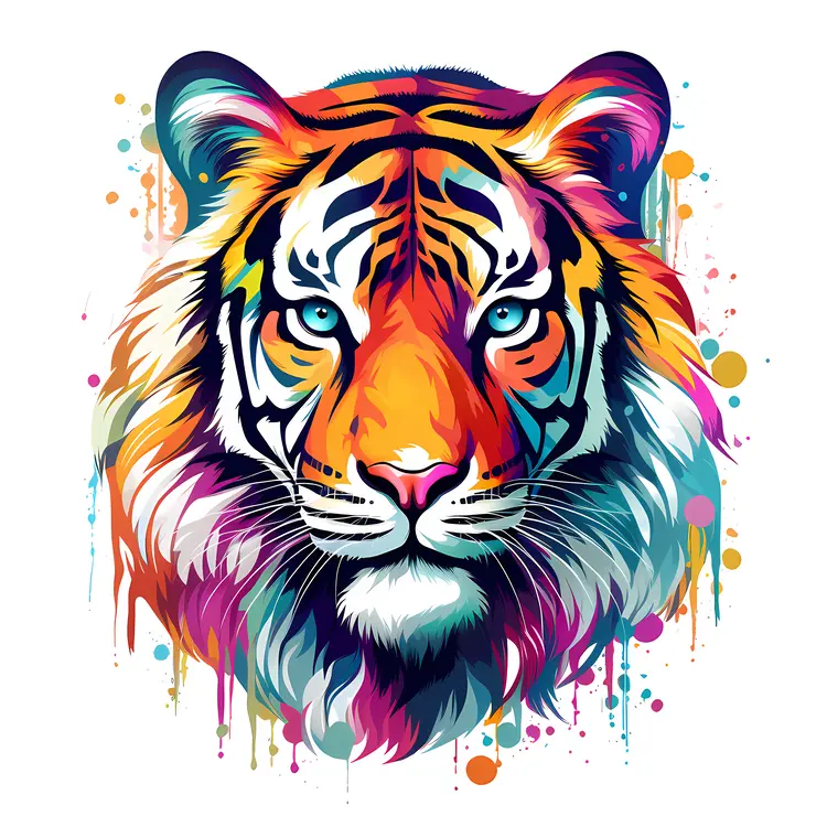 Colorful Abstract Tiger Head