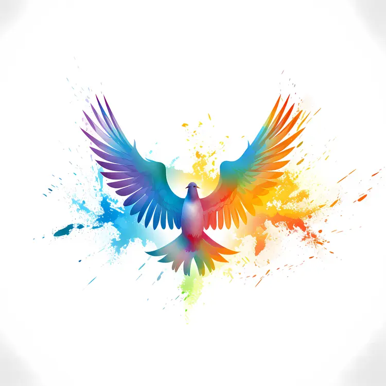 Colorful Bird with Spread Wings