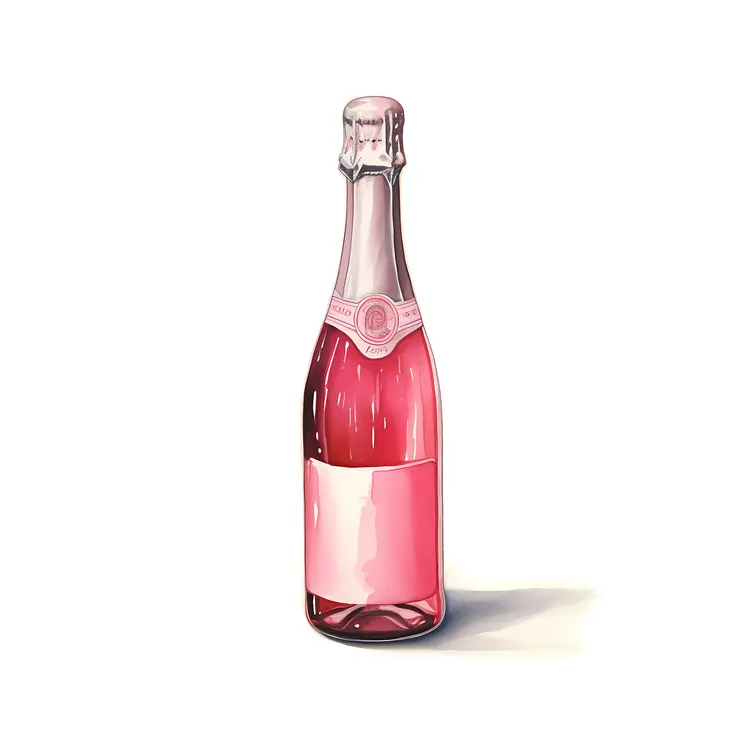 Pink Champagne Bottle Illustration