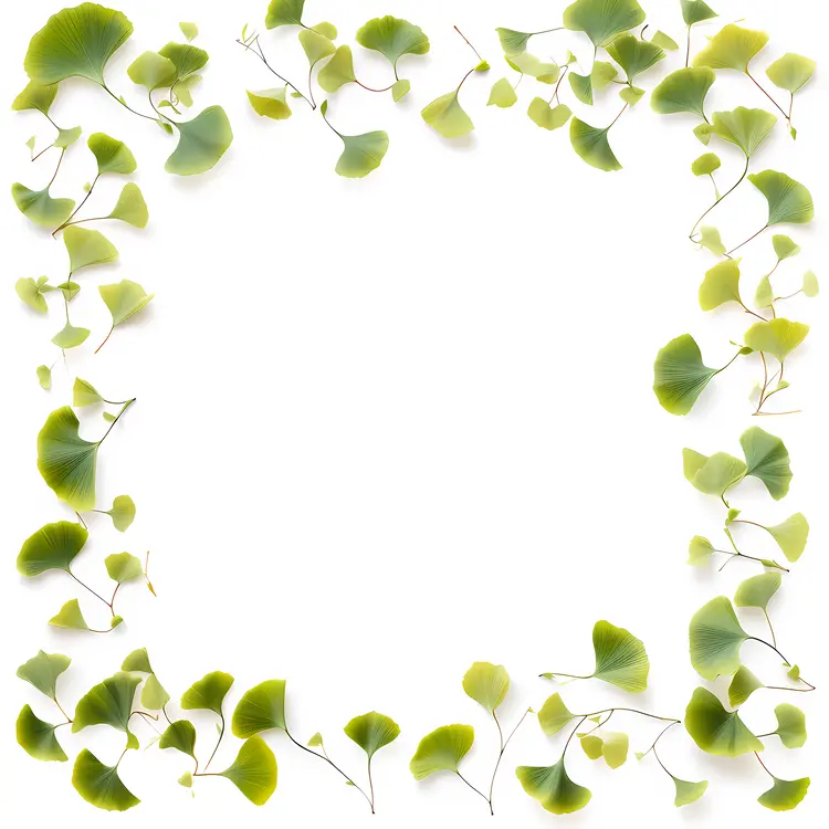 Green Ginkgo Leaves in Square