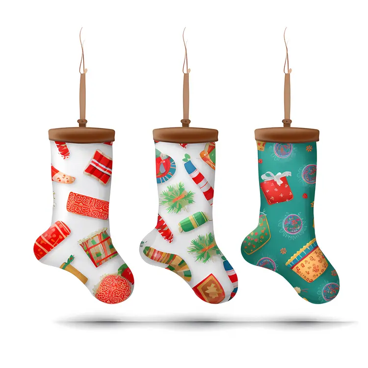 Christmas Stockings with Festive Ornaments