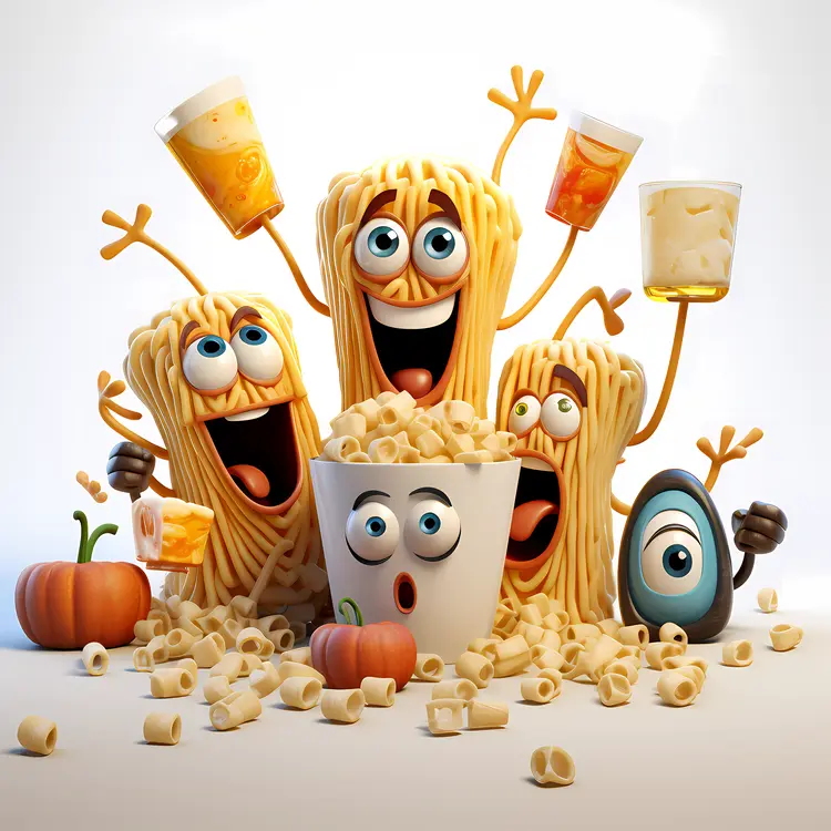 Happy Cartoon Pasta Characters