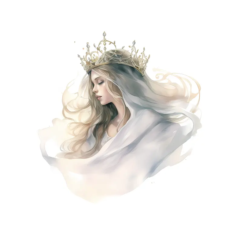 Graceful Crowned Woman Illustration