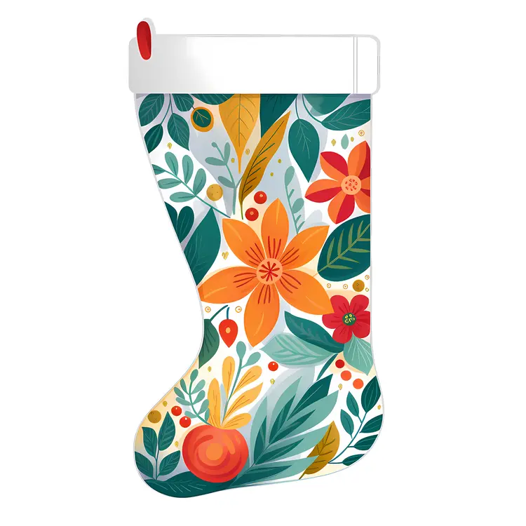Floral Patterned Christmas Stocking