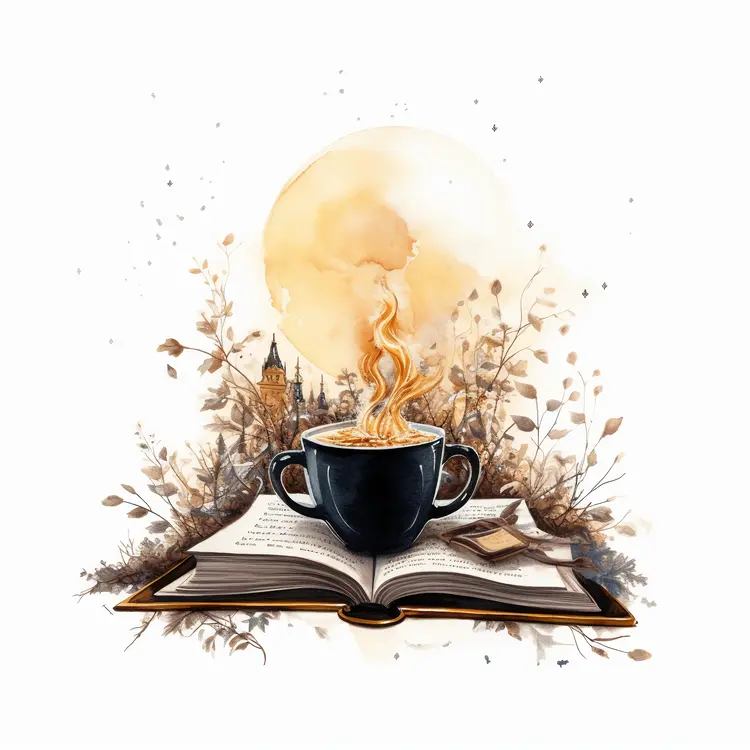 Cozy Black Coffee Cup on Open Book