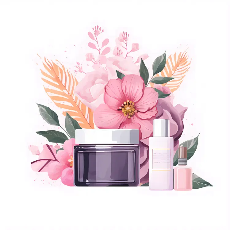 Elegant Perfume Bottles with Floral Background