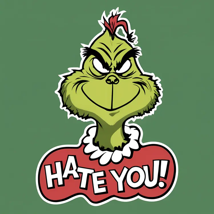 Grinch with 'Hate You!' Text