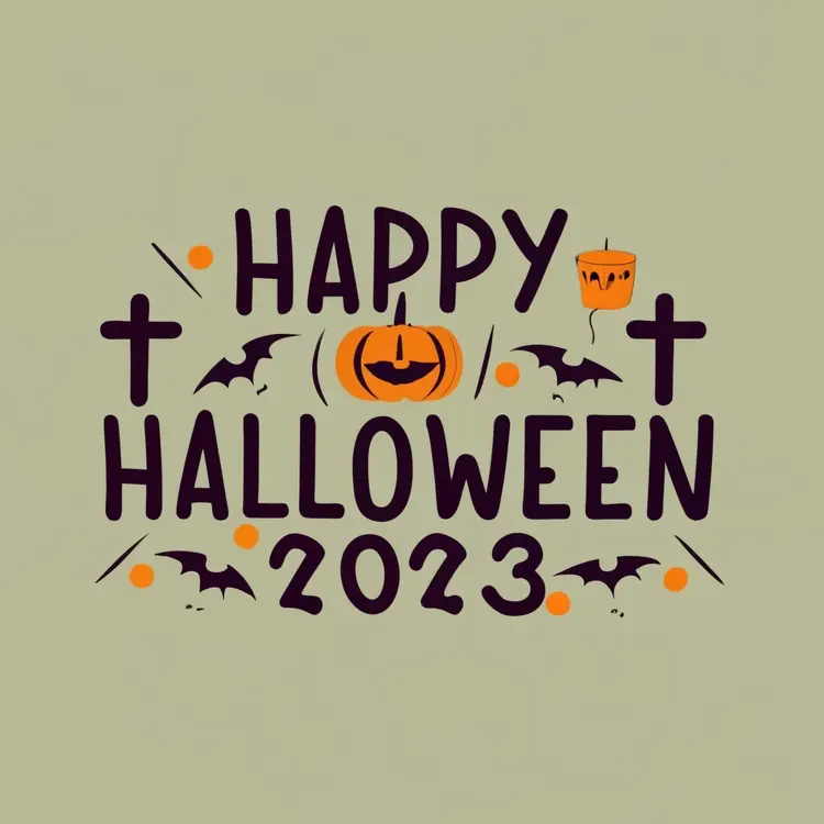 Happy Halloween 2023 with Pumpkin and Bats