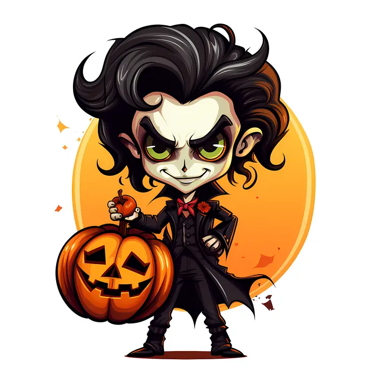 Cute Boy with Pumpkin