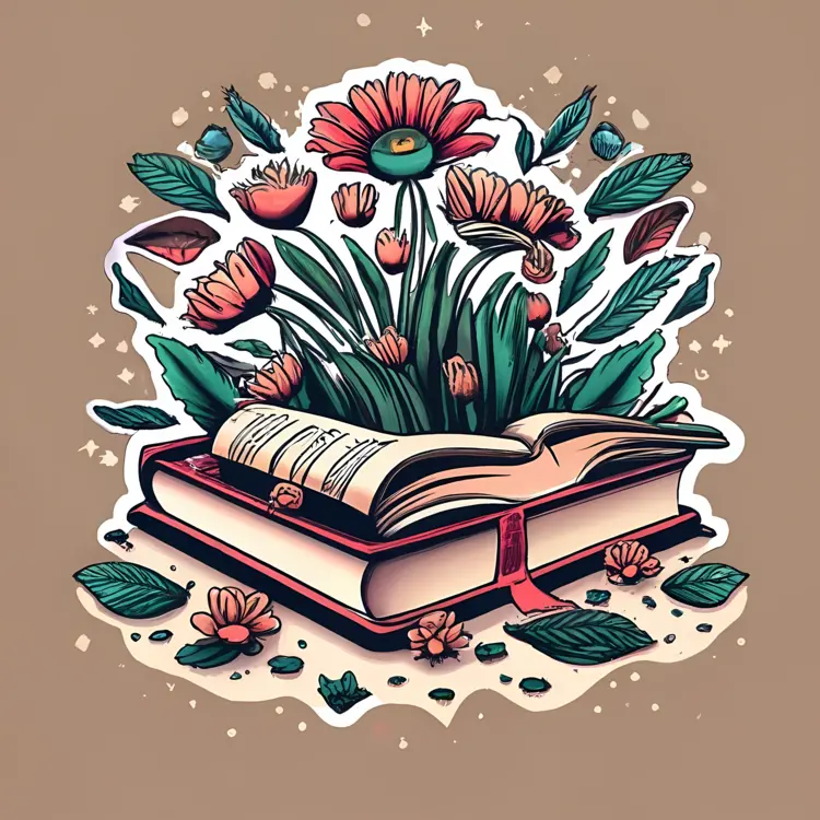 Beautiful Book with Flowers Illustration