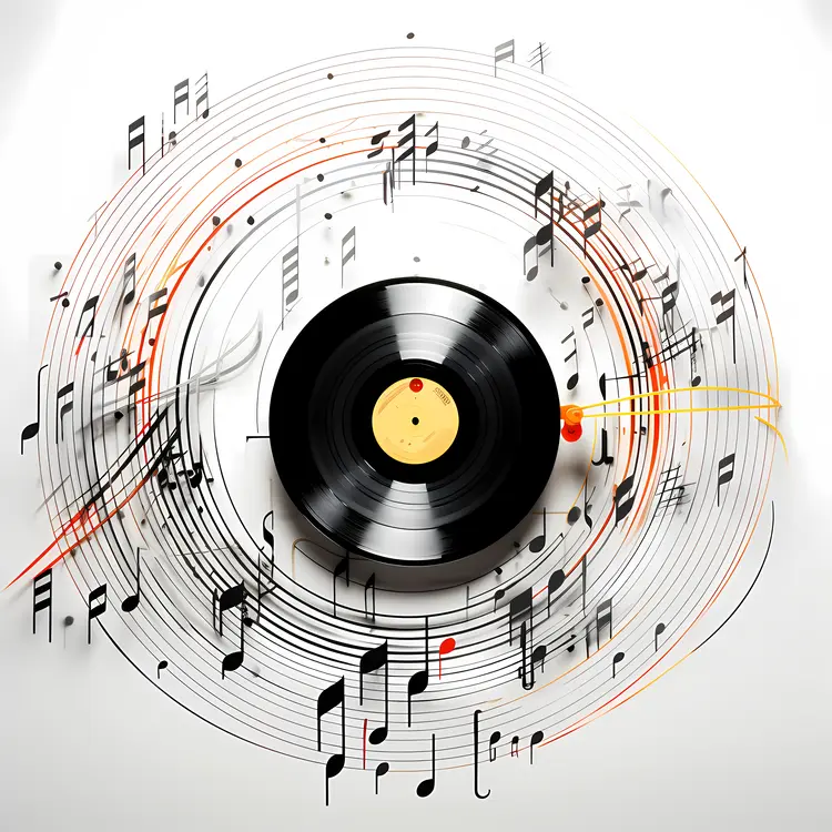 Vinyl Record with Musical Notes