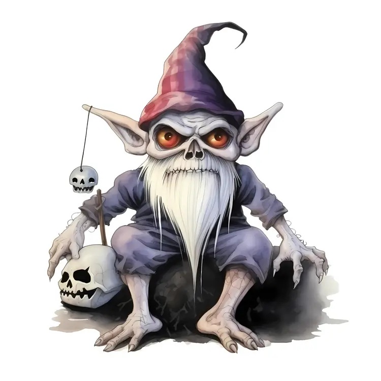 Spooky Goblin with Skull for Halloween