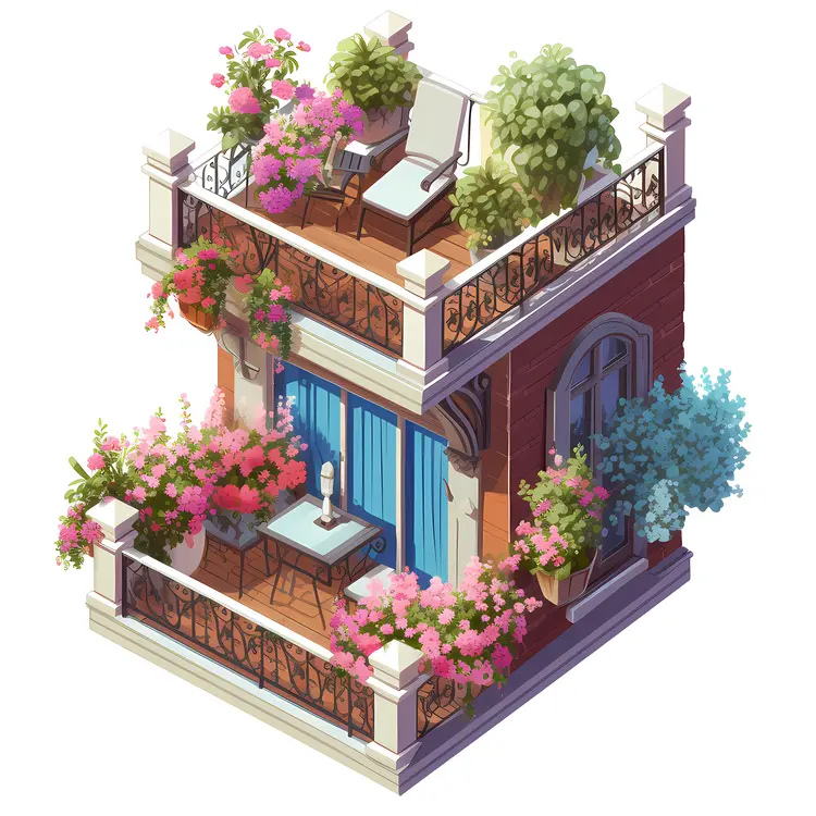 Beautiful Balcony with Blooming Flowers