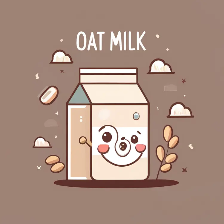 Cartoon Oat Milk with Clouds