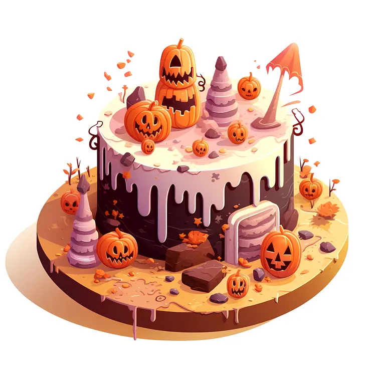 Halloween Cake with Pumpkins and Candles