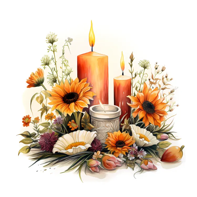 Candles and Flowers for Beautiful Decoration