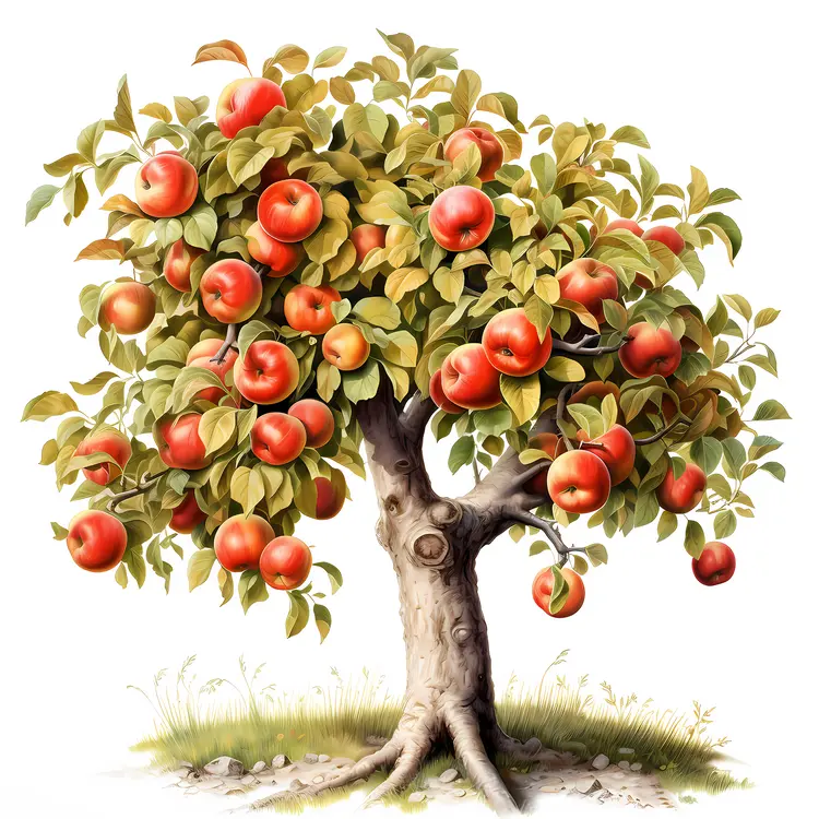 Small Apple Tree with Ripe Apples