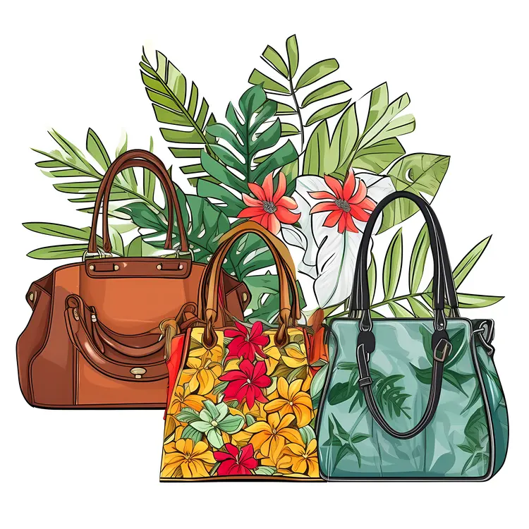 Stylish Handbags with Tropical Floral Patterns