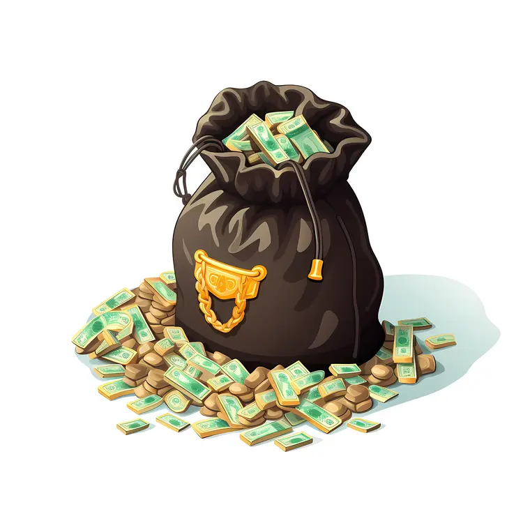 Black Money Bag with Cash