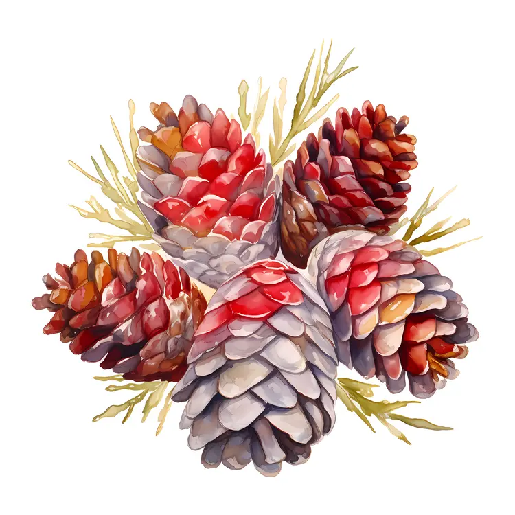 Watercolor Pine Cones for Christmas Decor
