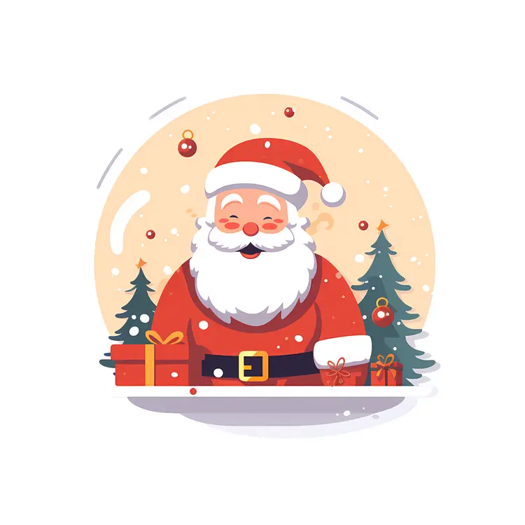 Santa Claus with Gifts and Trees