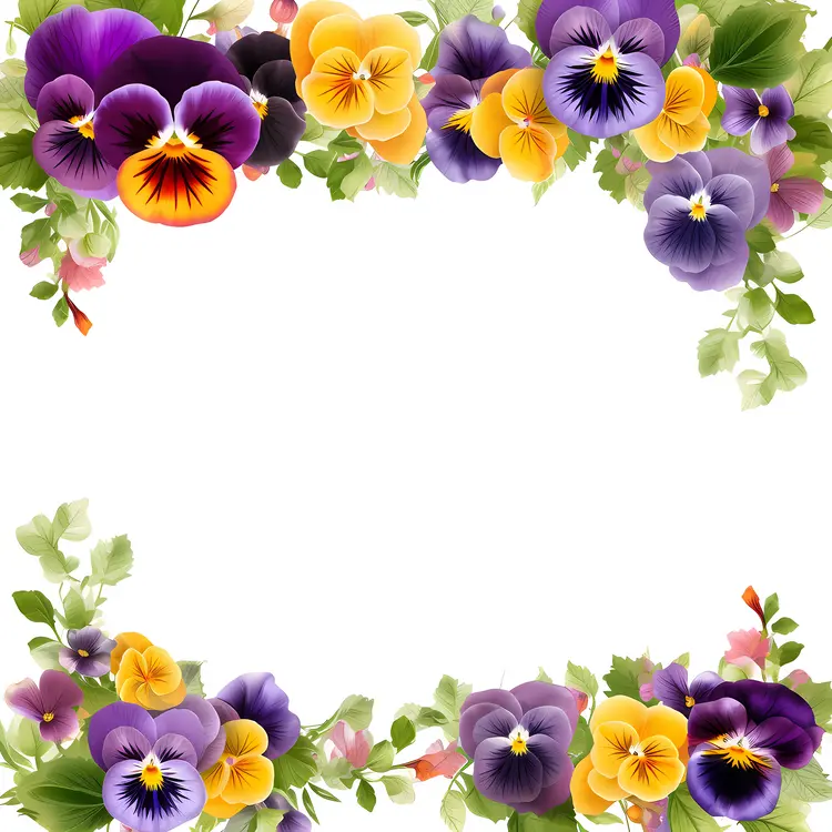 Beautiful Pansies Floral Frame for Spring Celebrations