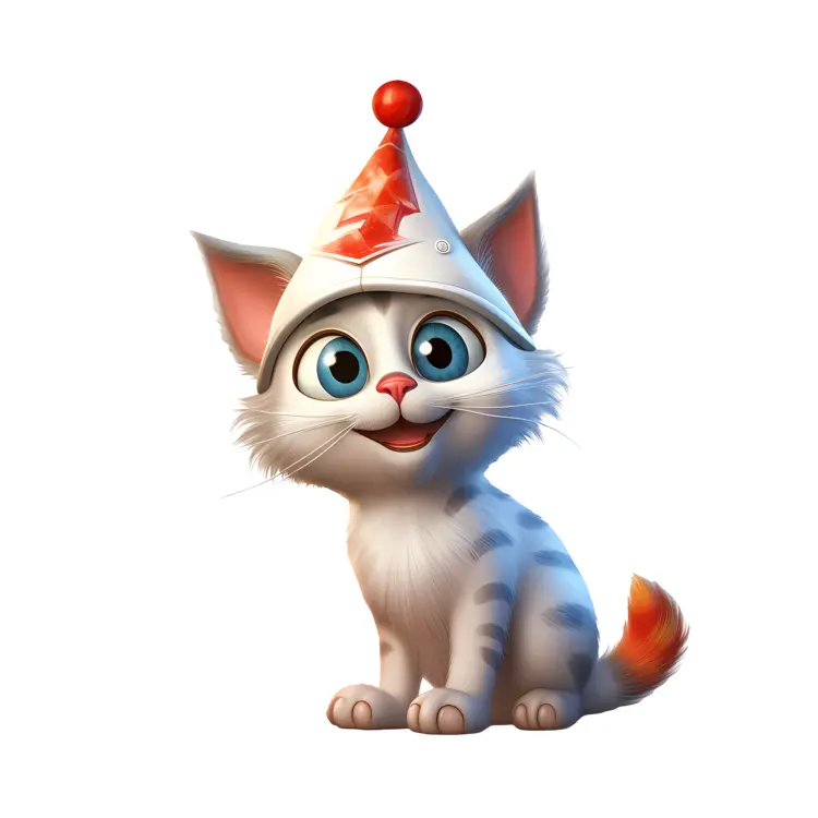 Cute Cat with Party Hat Illustration