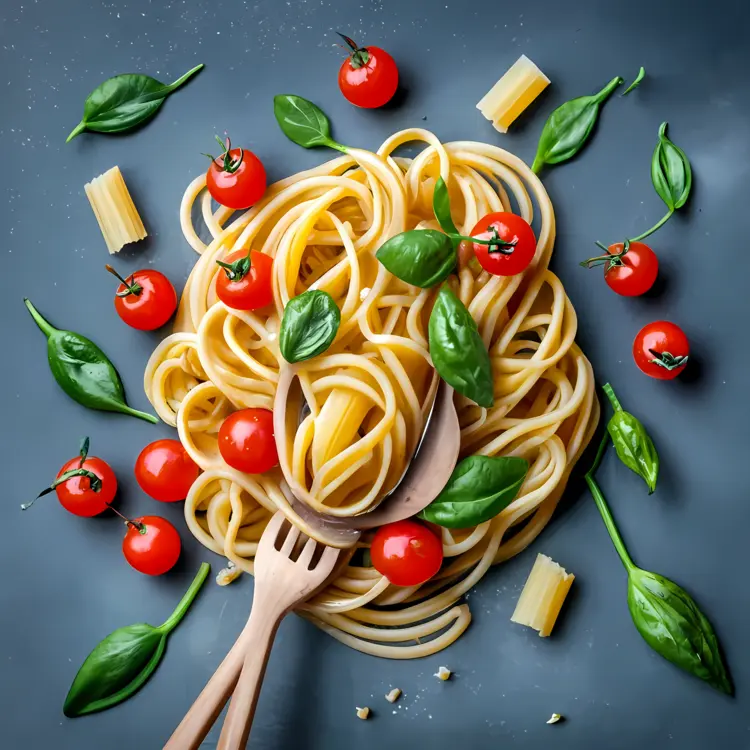 Pasta with Tomatoes and Basil