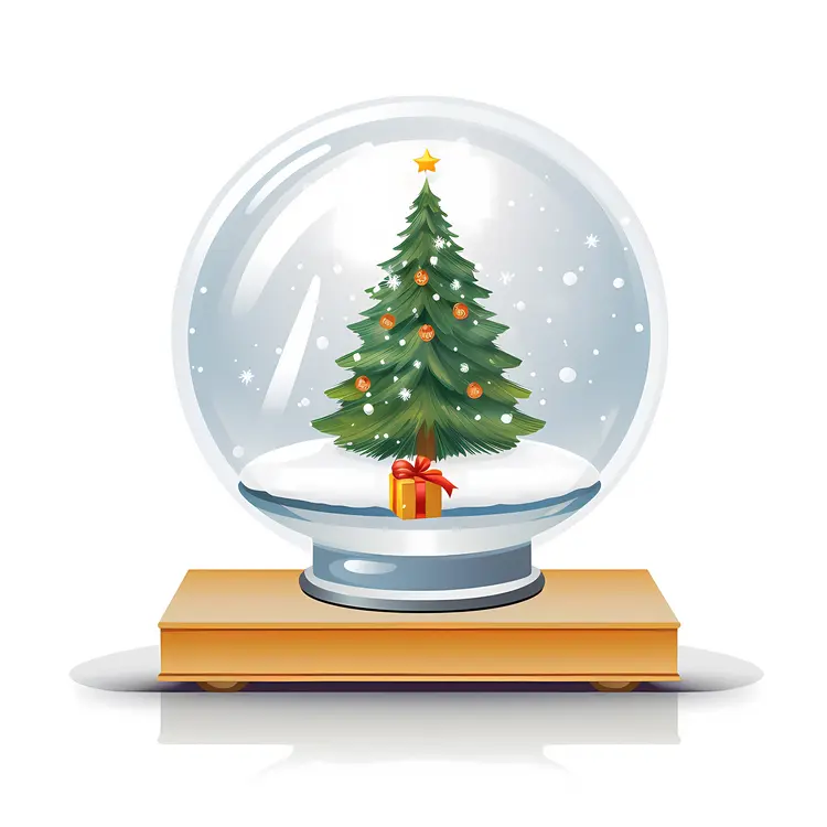 Christmas Tree Snow Globe with Gift