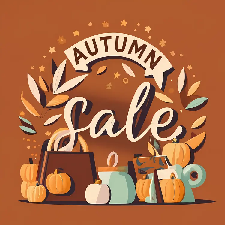 Autumn Sale Banner with Pumpkins and Shopping Bags