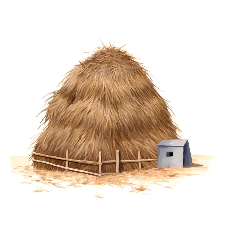 Large Haystack with Small Shed in Rural Setting
