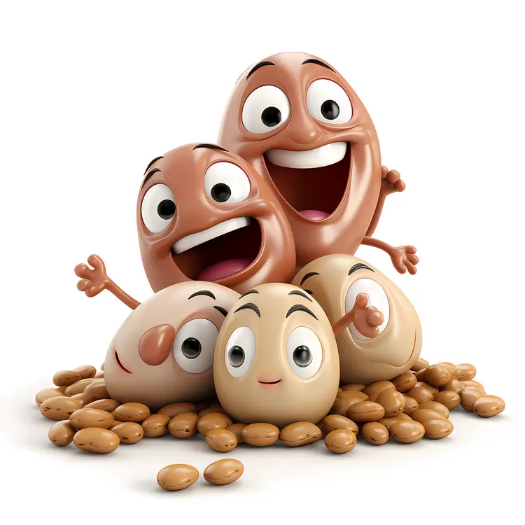 Happy Animated Beans Characters