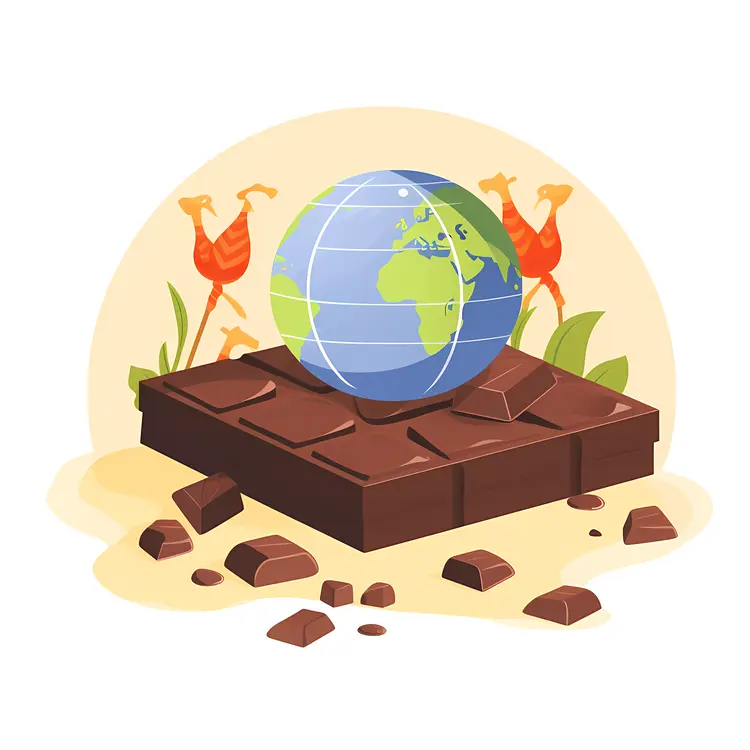 Earth on Chocolate Bar Illustration