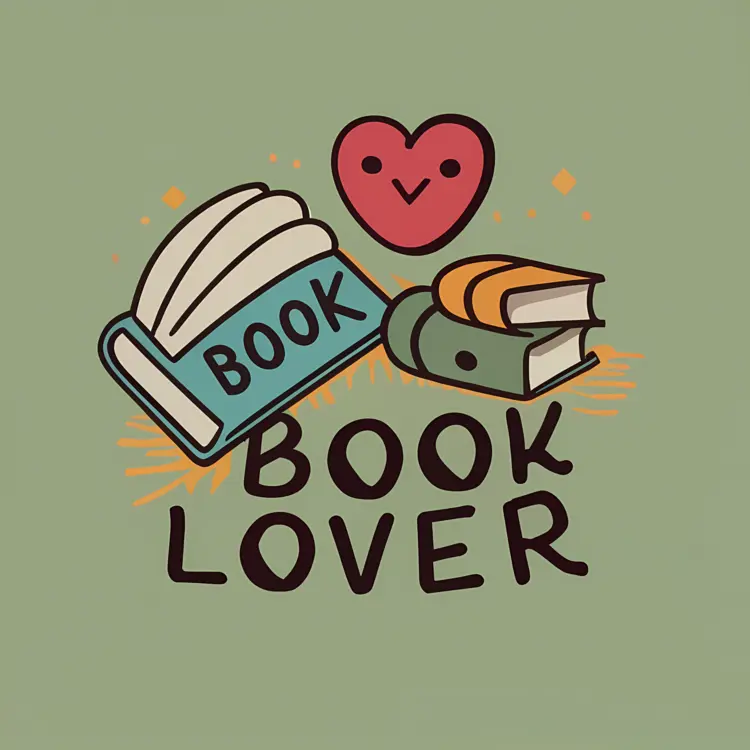 Book Lover with Heart and Books