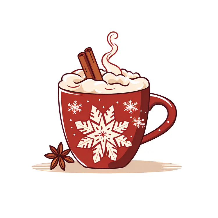 Holiday Hot Drink in Red Cup with Snowflake