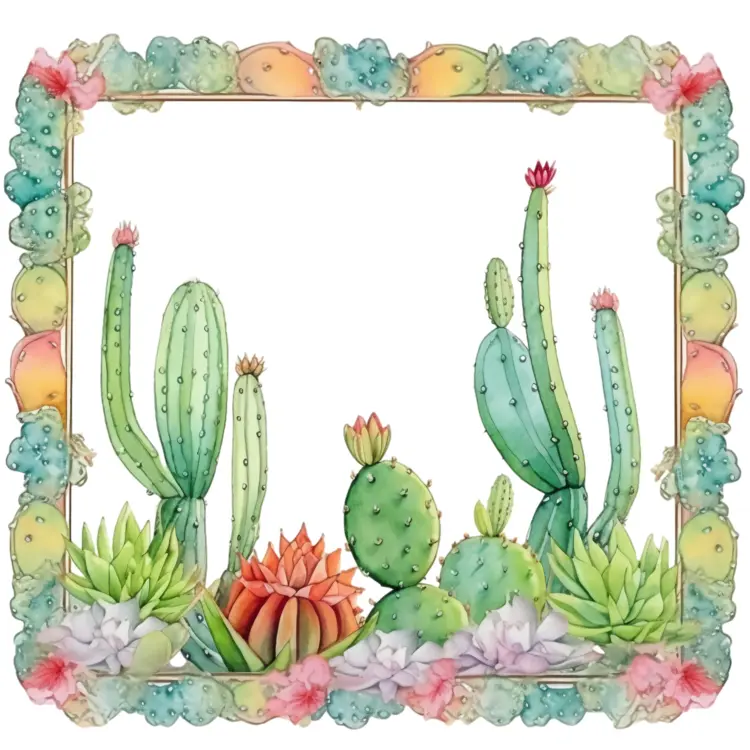 Decorative Cactus Frame with Succulents