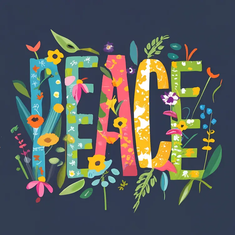 Floral Peace Word Art